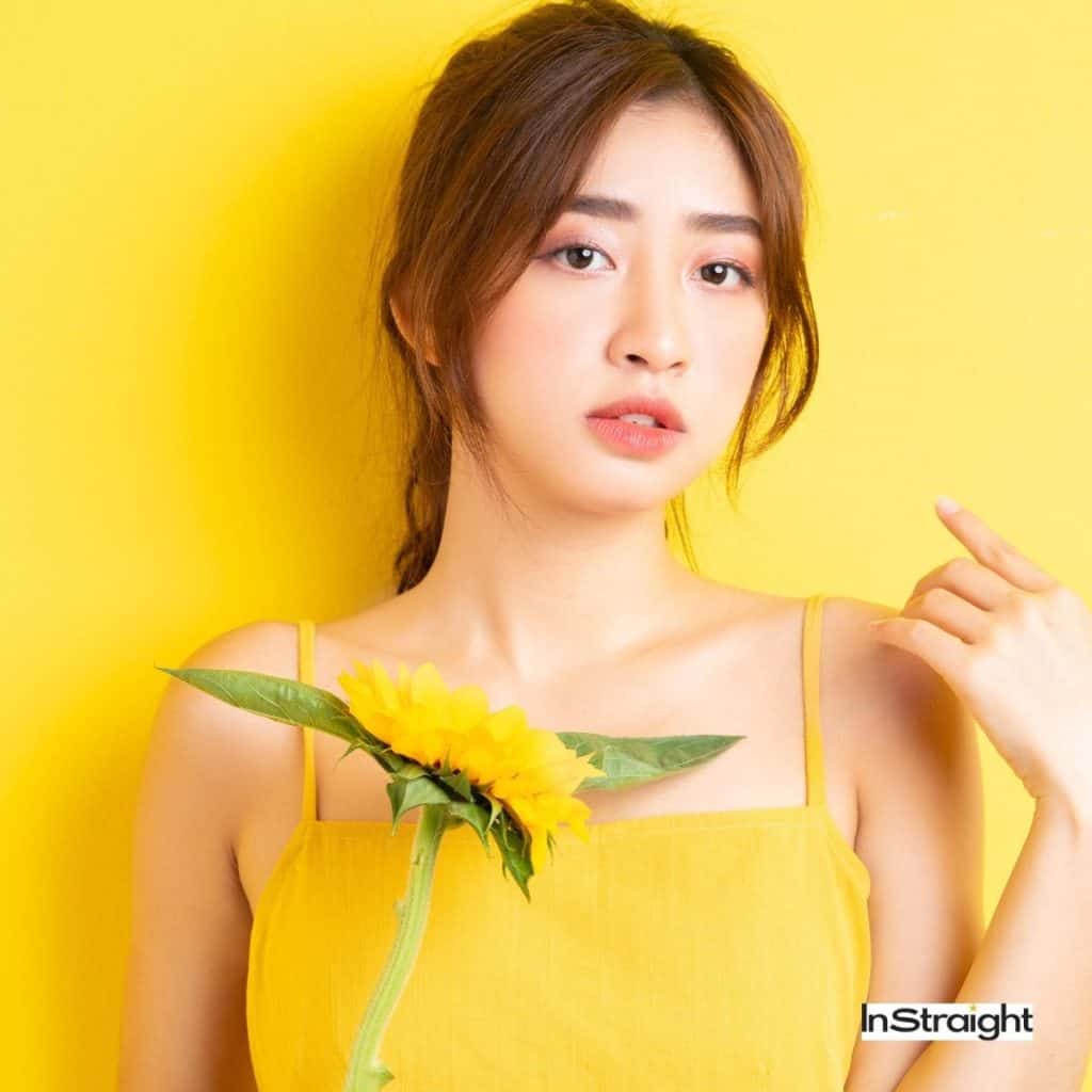 Korean girl with curtain bangs